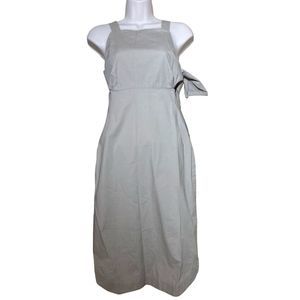 Kate Spade Saturday Side Tie Midi Dress Beige Sleeveless Square Neck Size 2